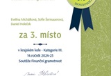 Úspěch našich žáků v soutěži Finanční gramotnost: 3. místo v krajském finále